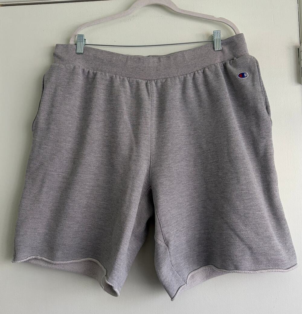 Champion Reverse Weave Sweat Shorts Mens 2XL Gray Cut Off Inseam 10" Drawstring